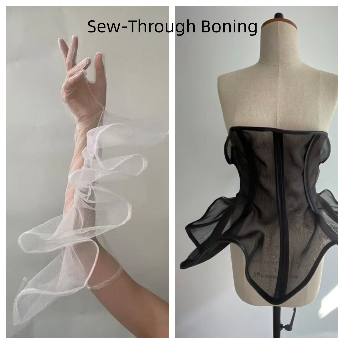 Corset Fish Boning Roll 50 Yards | PET PA Polyester Yarn for Support in Wedding Dresses, Bras, Sewing Projects | Black/White, Various Sizes