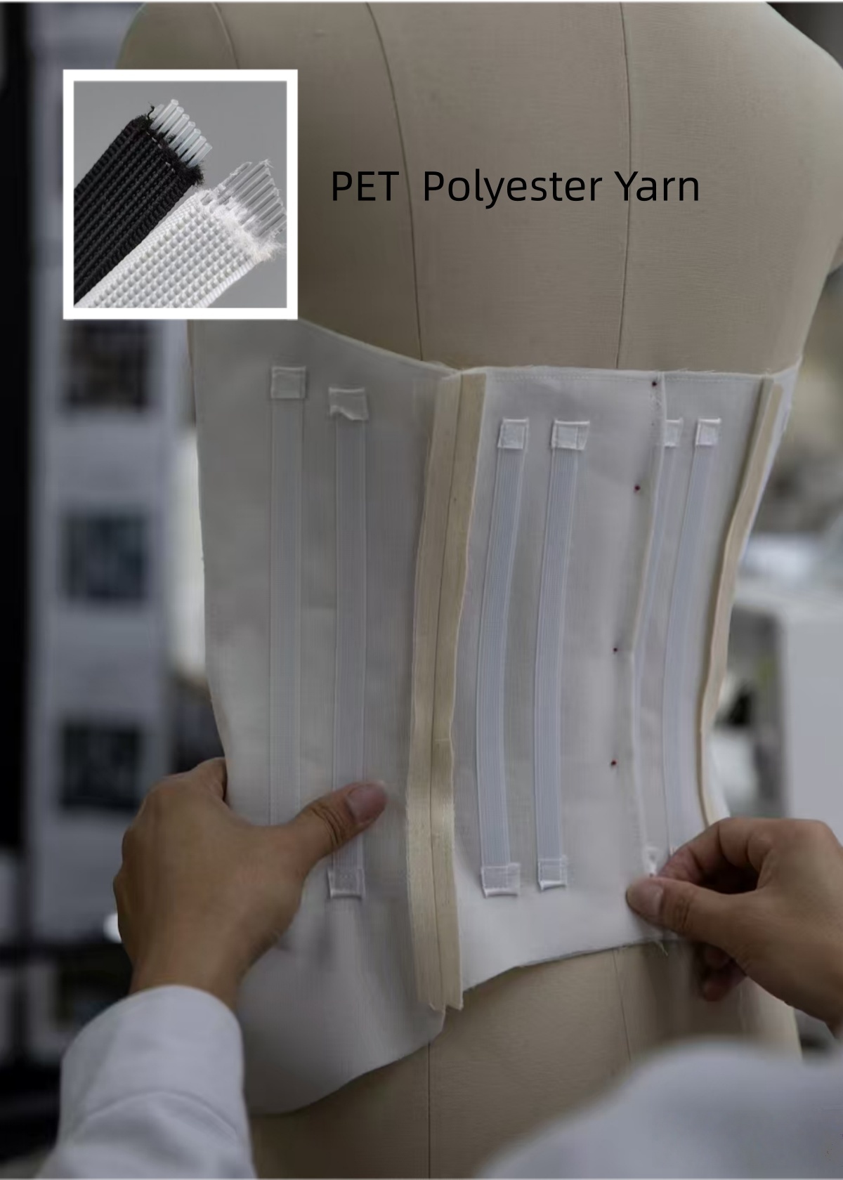 Corset Fish Boning Roll 50 Yards | PET PA Polyester Yarn for Support in Wedding Dresses, Bras, Sewing Projects | Black/White, Various Sizes