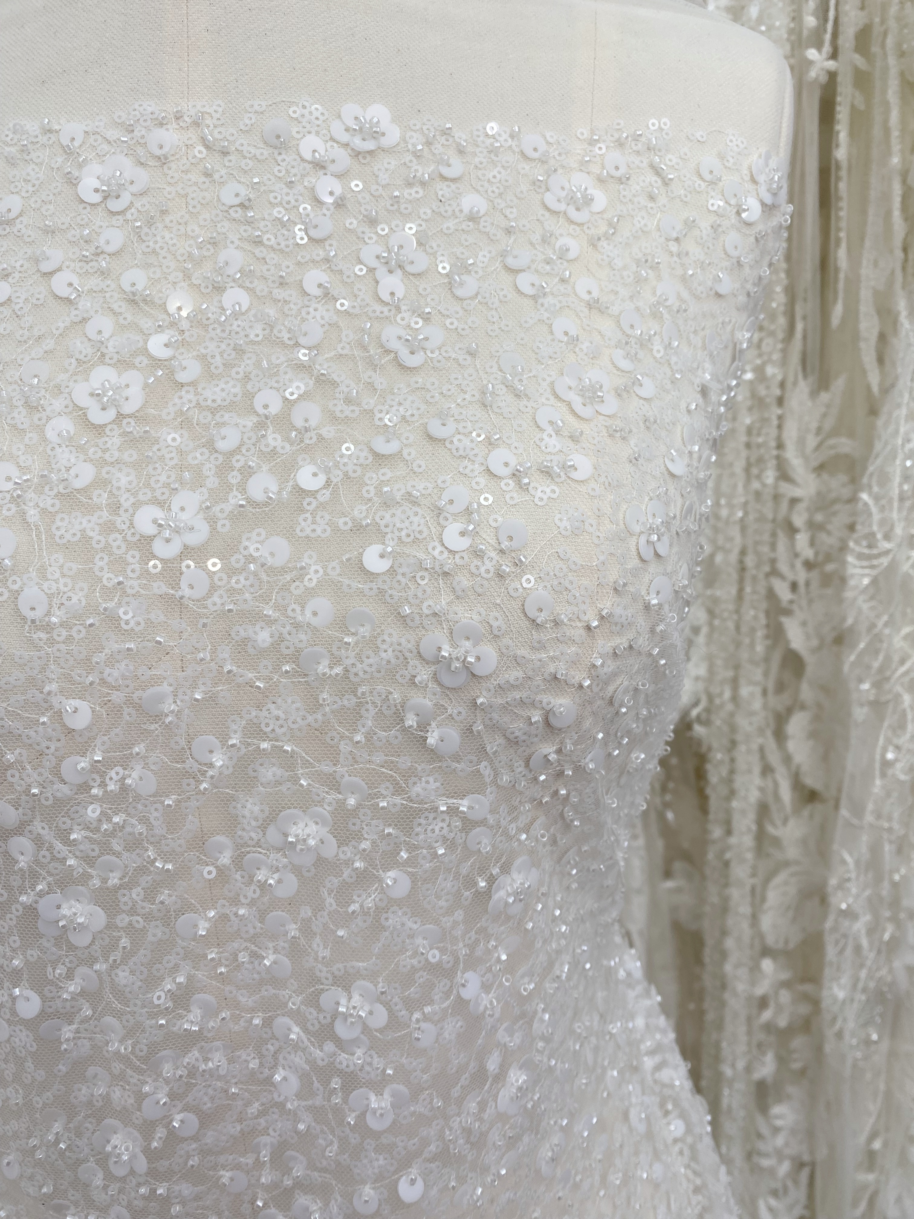 Clearance Sale-Heavy Sequin Lace Fabric by the Yard, Bridal Tulle Material for Wedding Dress, Gown, DIY Wedding Fabric