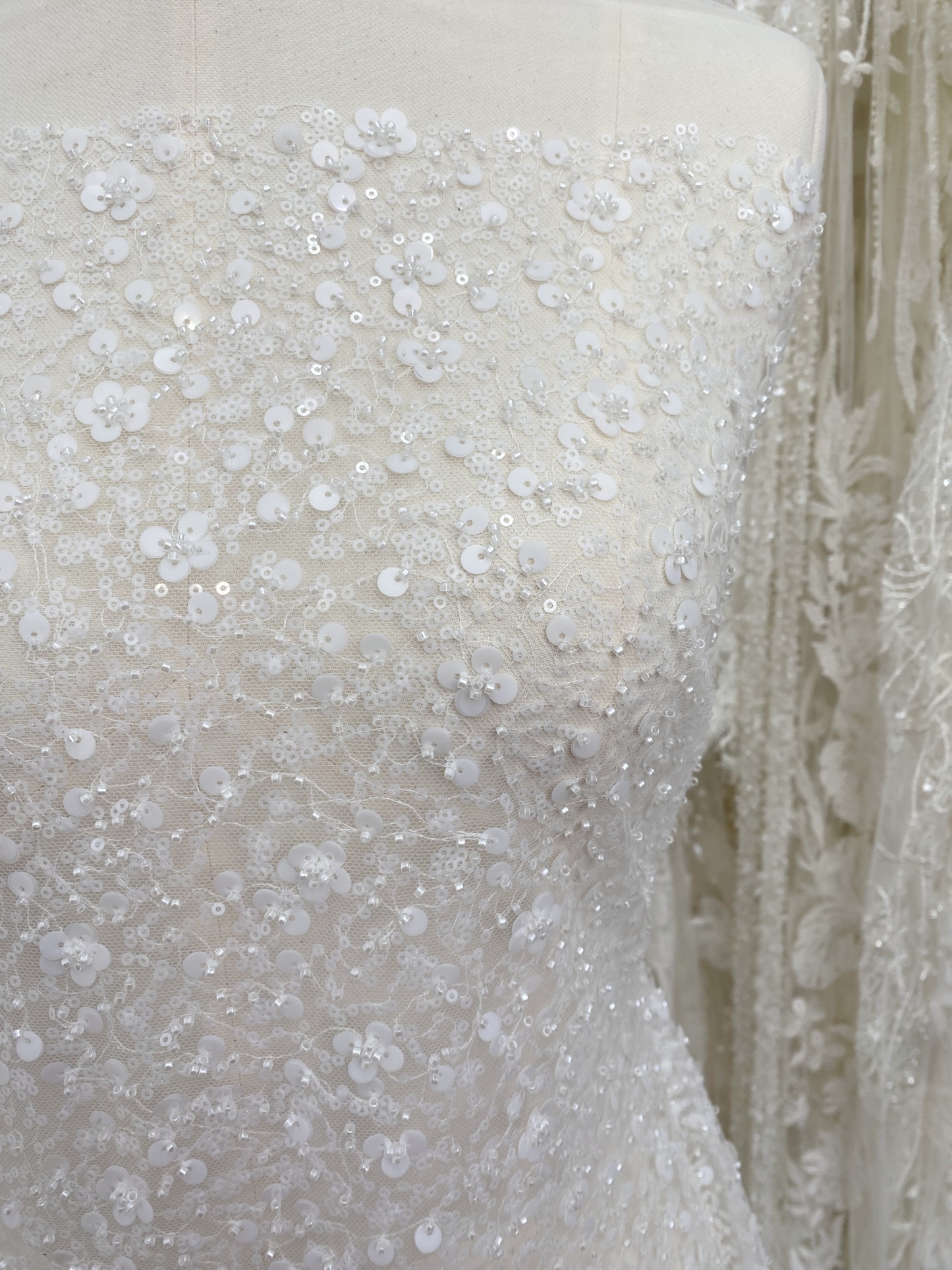Clearance Sale-Heavy Sequin Lace Fabric by the Yard, Bridal Tulle Material for Wedding Dress, Gown, DIY Wedding Fabric