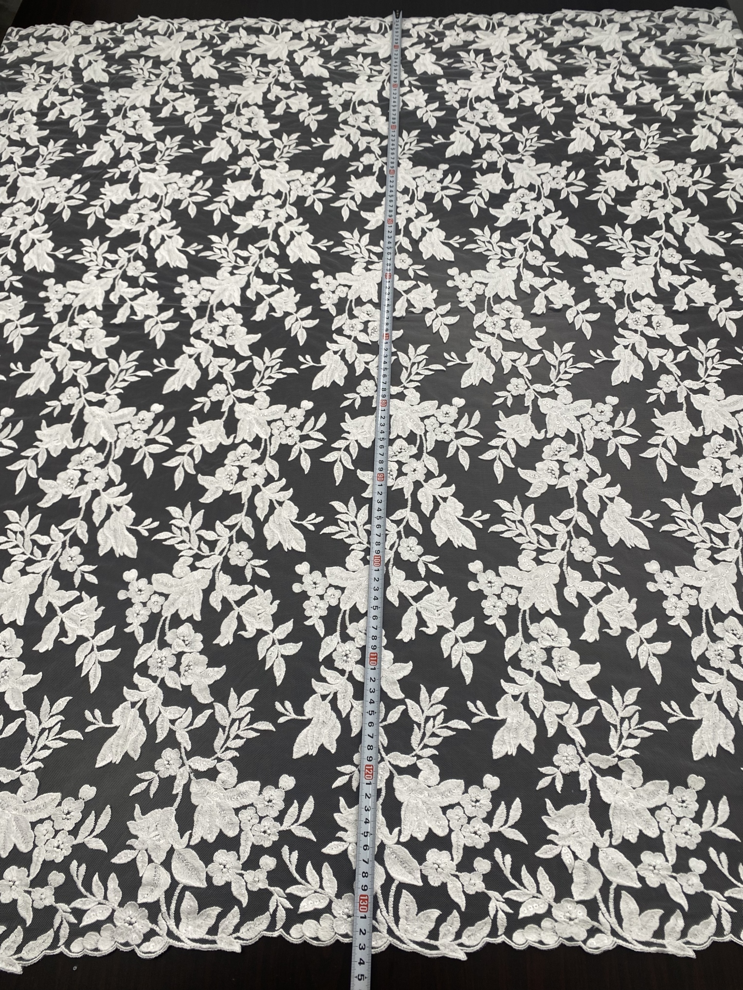 Ivory Bridal Embroidery Floral Lace Fabric, Delicate Floral Applique lace, Formal Dress Prom lace, Wedding Gown lace, rehearsal, by 1 yard