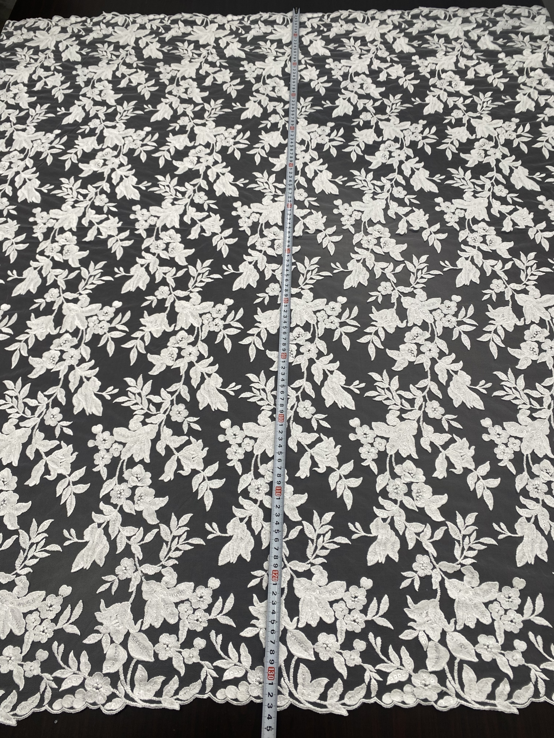 Ivory Bridal Embroidery Floral Lace Fabric, Delicate Floral Applique lace, Formal Dress Prom lace, Wedding Gown lace, rehearsal, by 1 yard