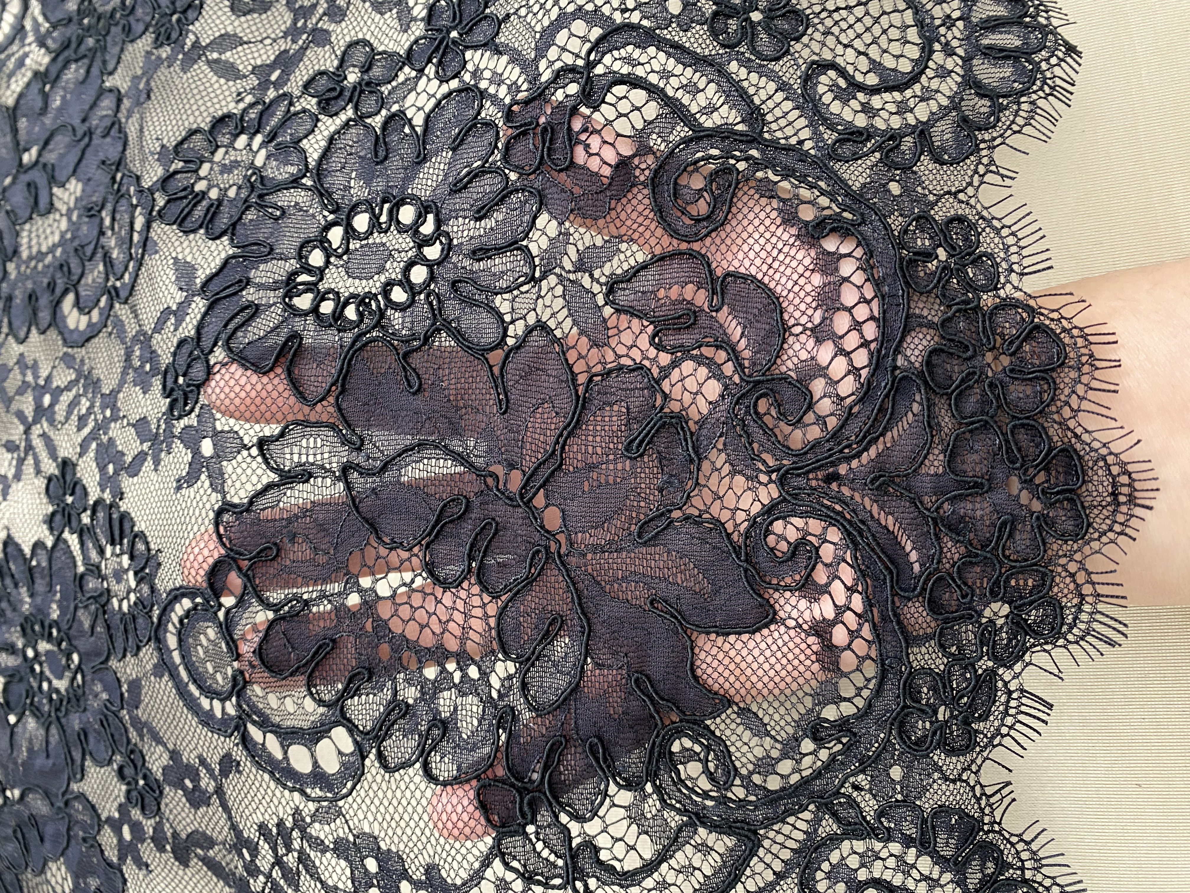 Corded Alencon Flower Lace Fabric, 3 Meters French Chantilly lace fabric trim for wedding shrugs,bridal gown,Classic lace top overlay, sold by 3 maters