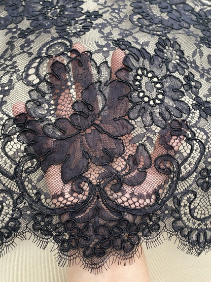 Corded Alencon Flower Lace Fabric, 3 Meters French Chantilly lace fabric trim for wedding shrugs,bridal gown,Classic lace top overlay, sold by 3 maters