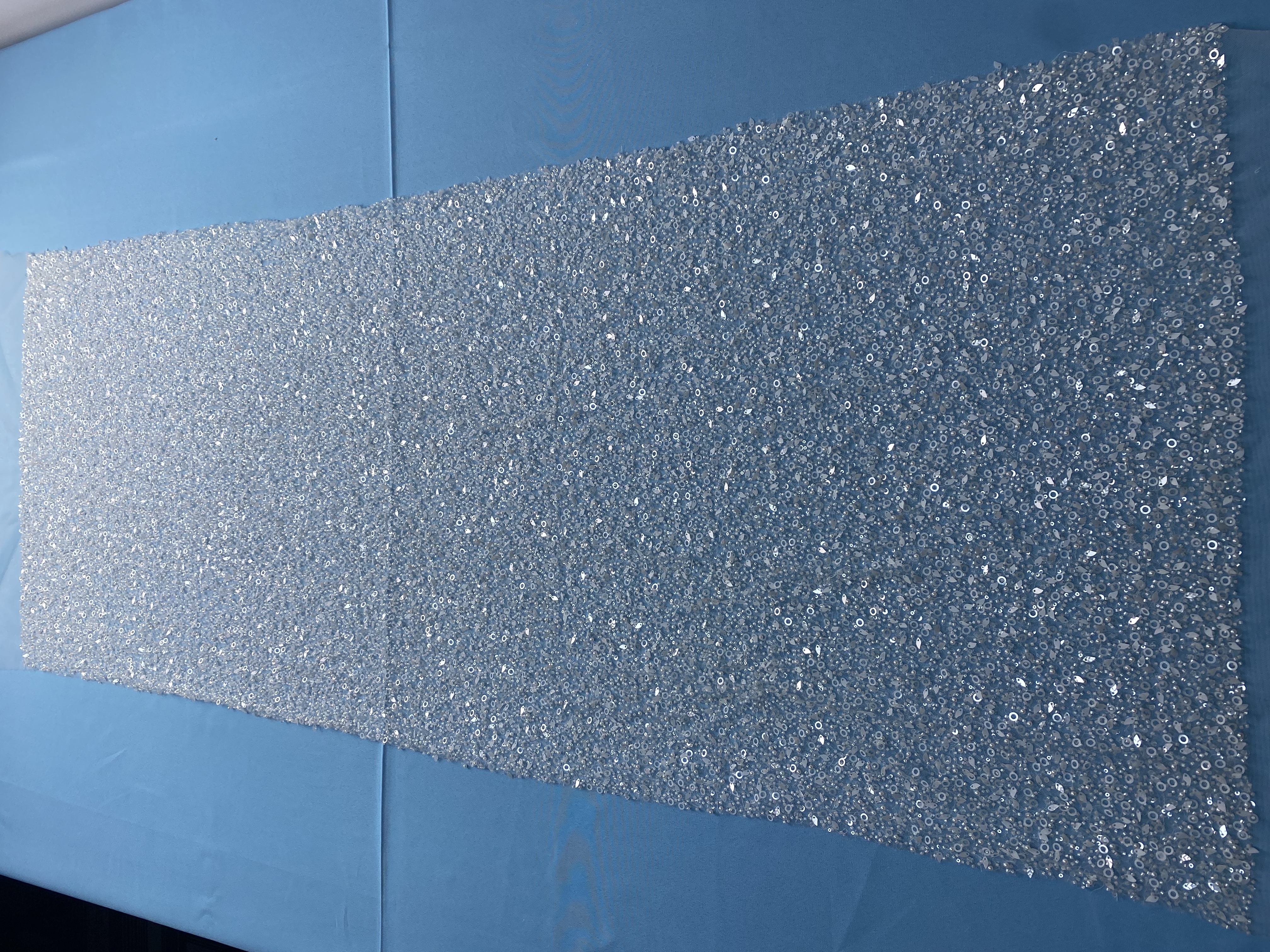 Exquisite Ivory Fabric! Embellished with Sparkling Sequins, Pearls & Beads. Ideal for Wedding Dresses/Chic Evening Wear—Premium Craftsmanship, Shop This Stunning Material Now!