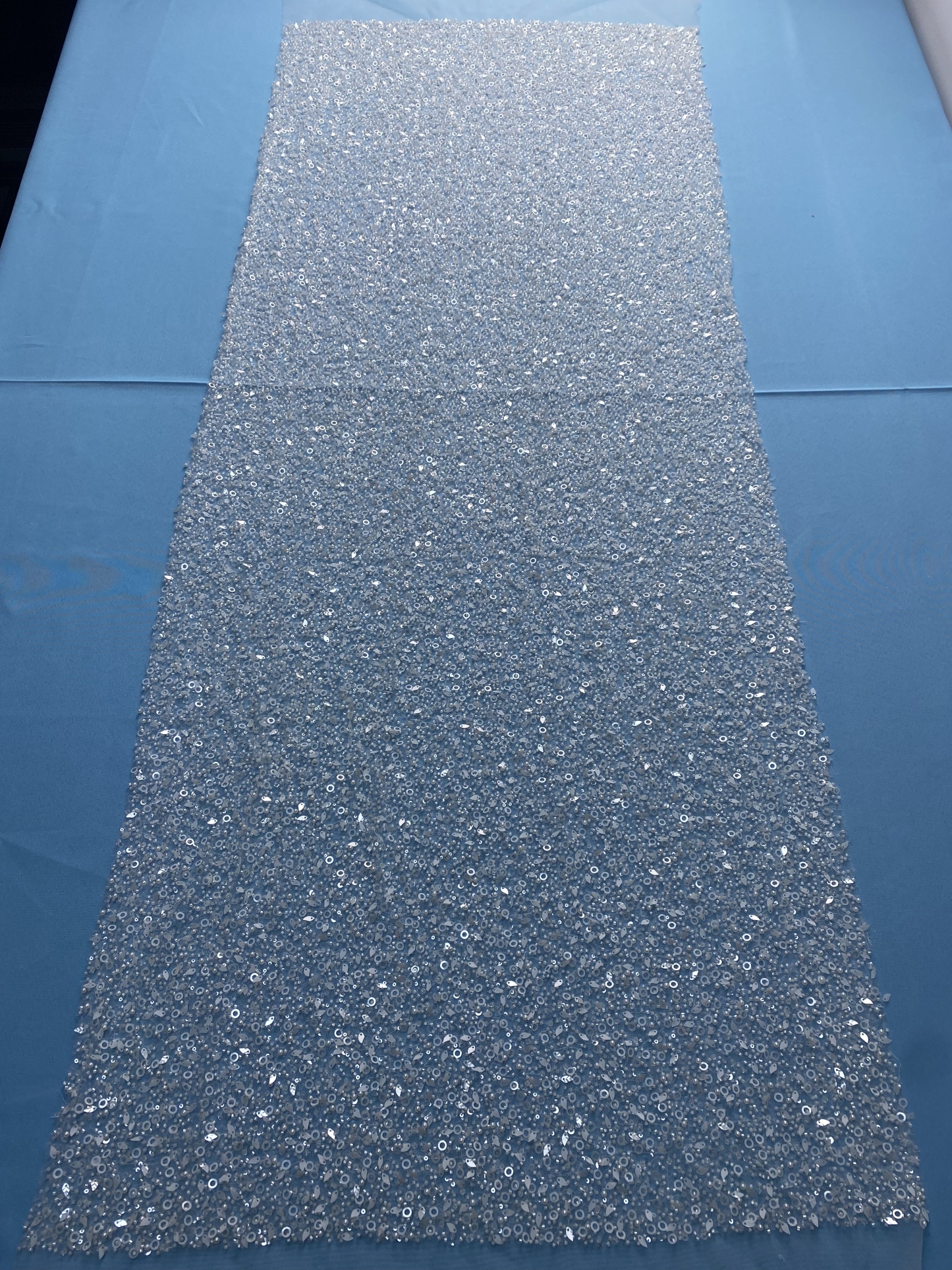 Exquisite Ivory Fabric! Embellished with Sparkling Sequins, Pearls & Beads. Ideal for Wedding Dresses/Chic Evening Wear—Premium Craftsmanship, Shop This Stunning Material Now!