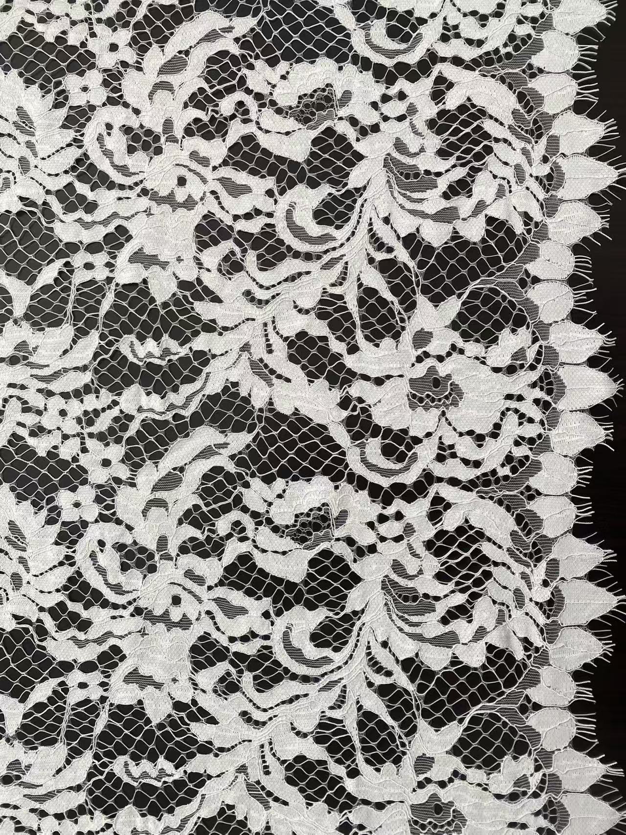 Soft Light French Chantily Eyelash Lace for Wedding Dress, Bridal Gown, Classic Lace Top Overlay, White Lace Fabric DIY Bridal Dress 