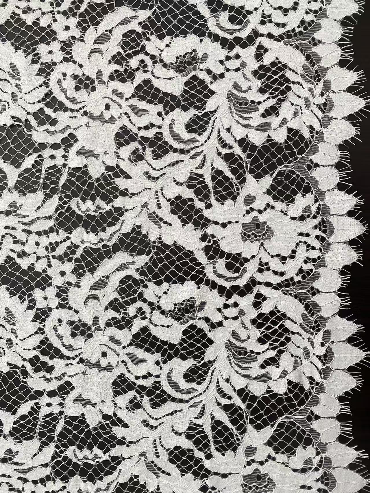 Soft Light French Chantily Eyelash Lace for Wedding Dress, Bridal Gown, Classic Lace Top Overlay, White Lace Fabric DIY Bridal Dress 