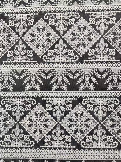 White Guipure Mesh Lace Fabric, Bridal Guipure Lace Fabric, Crochet Wedding Lace, Bridal Wedding Dress Stripe line Embroidery flower lace by the yard