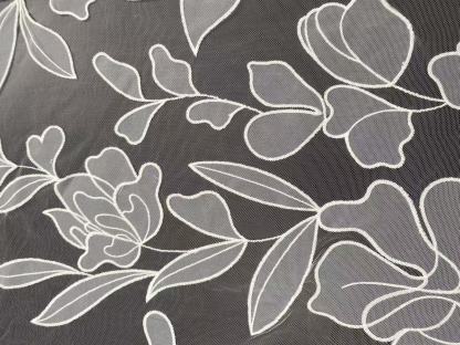 Flower Lace Fabric: Elegant Off-White Tulle Embroidery Bridal Lace, sold by the yard