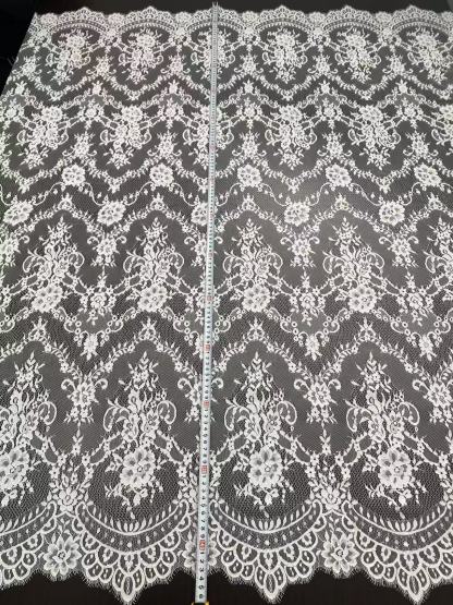 Soft Light French Chantily Eyelash Lace for Wedding Dress, Bridal Gown, Classic Lace Top Overlay, White Lace Fabric DIY Bridal Dress 