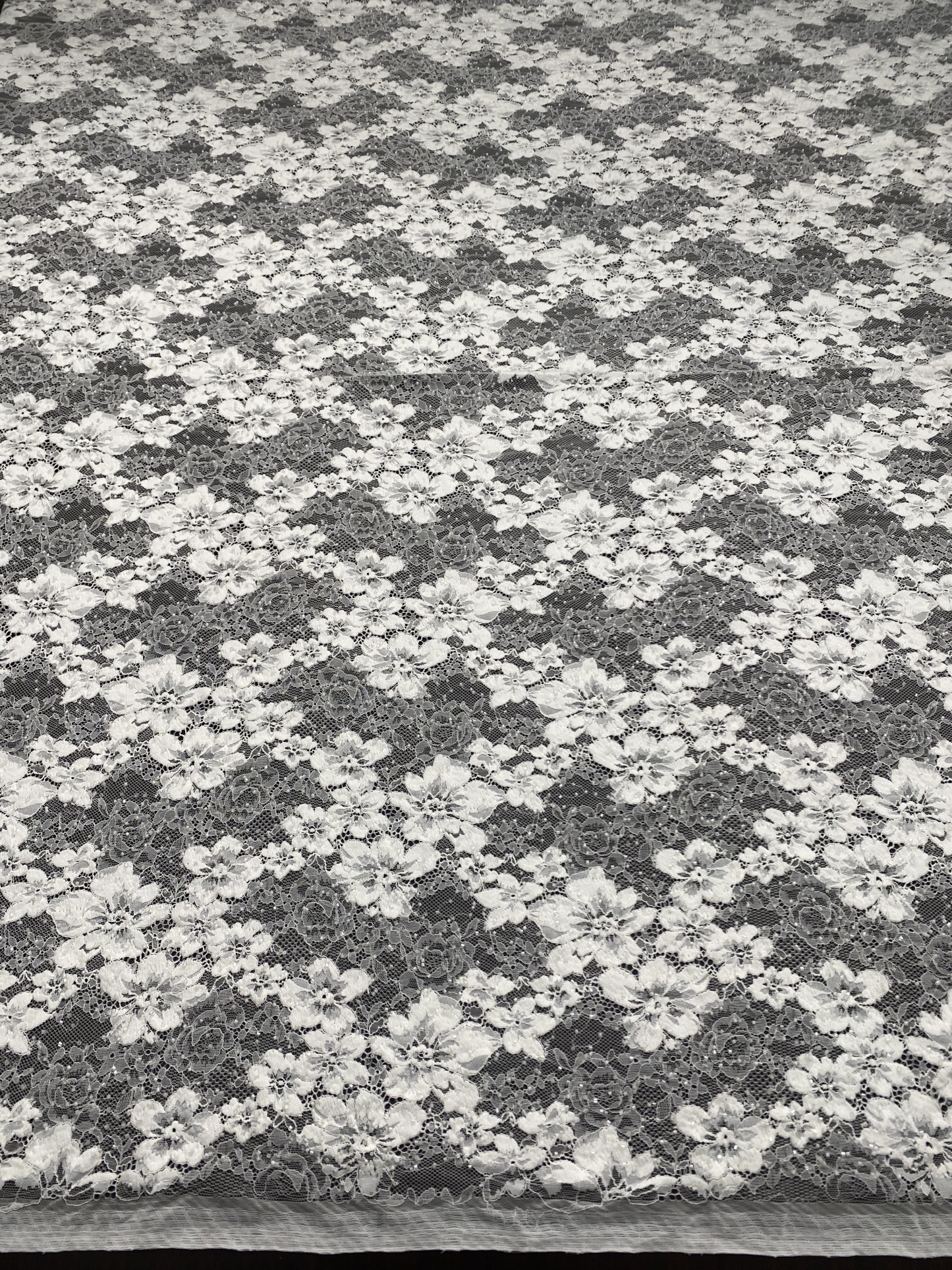 Beaded Flower Lace Fabric in Ivory, Embroidery Floral Tulle Fabric, Mesh Tulle Fabric for Wedding Dress, Bridal Lace Fabric, Sold By the Yard