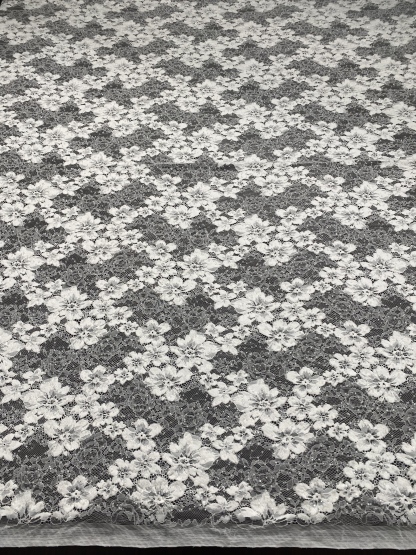 Beaded Flower Lace Fabric in Ivory, Embroidery Floral Tulle Fabric, Mesh Tulle Fabric for Wedding Dress, Bridal Lace Fabric, Sold By the Yard