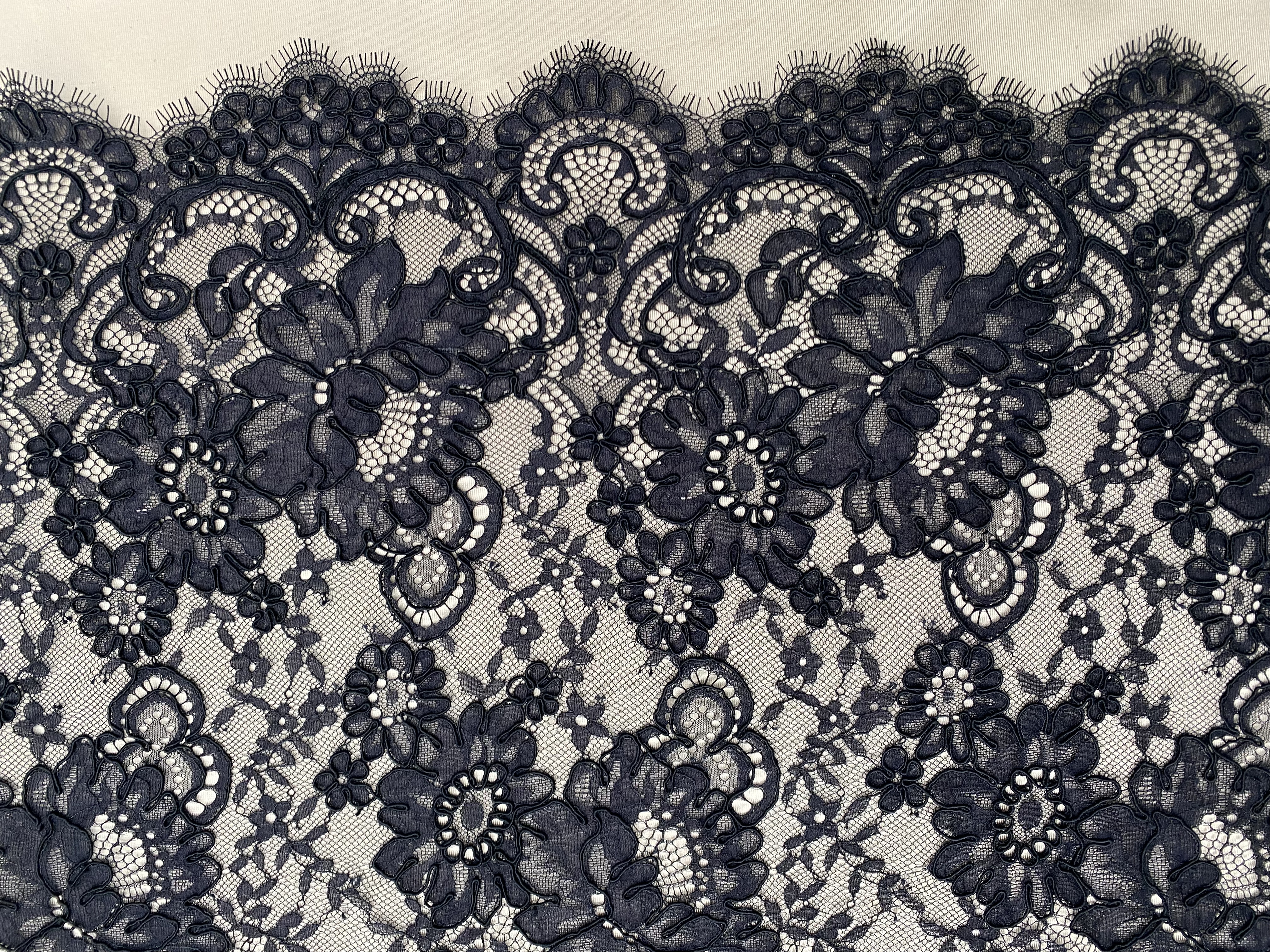 Corded Alencon Flower Lace Fabric, 3 Meters French Chantilly lace fabric trim for wedding shrugs,bridal gown,Classic lace top overlay, sold by 3 maters