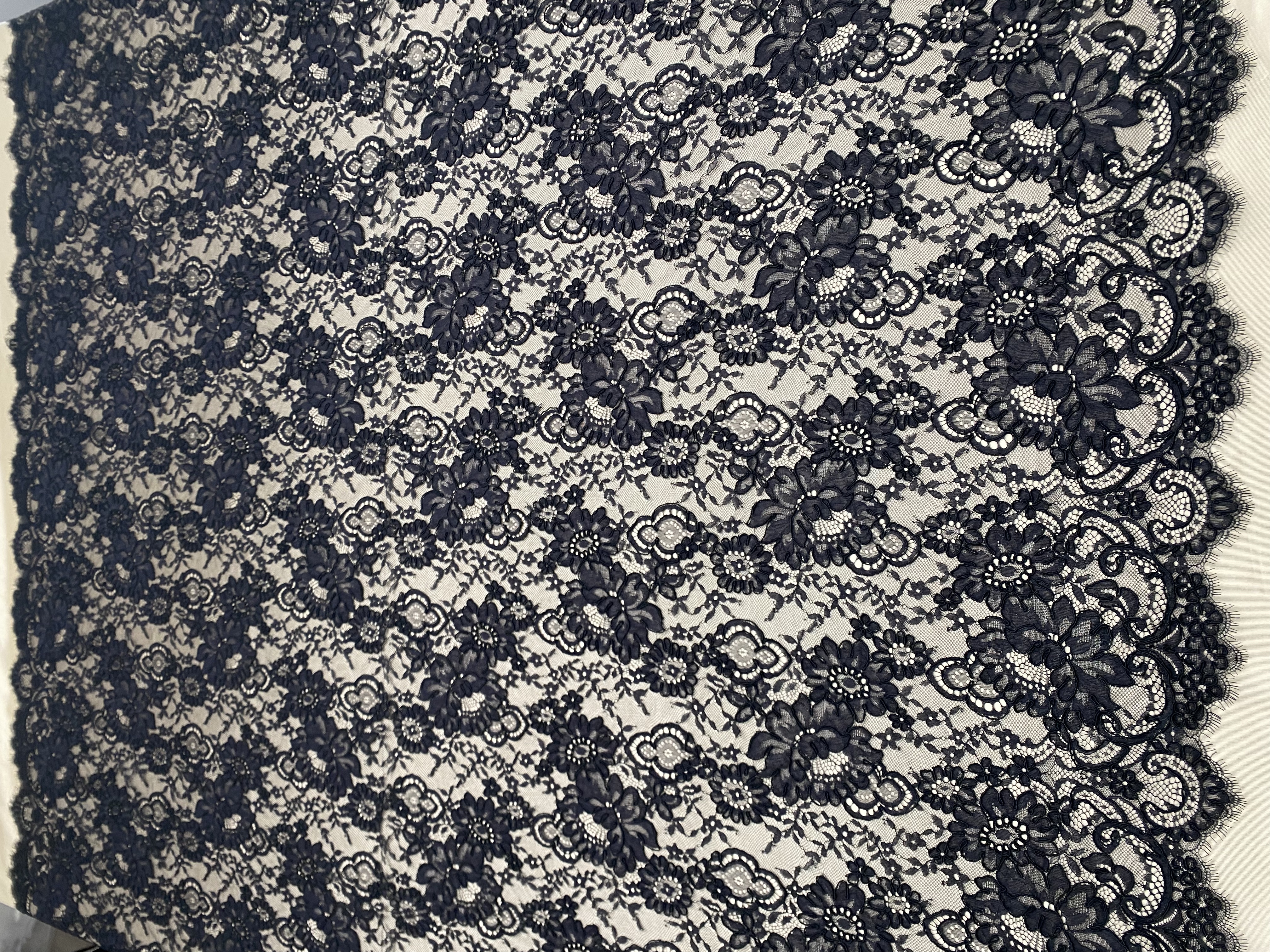 Corded Alencon Flower Lace Fabric, 3 Meters French Chantilly lace fabric trim for wedding shrugs,bridal gown,Classic lace top overlay, sold by 3 maters