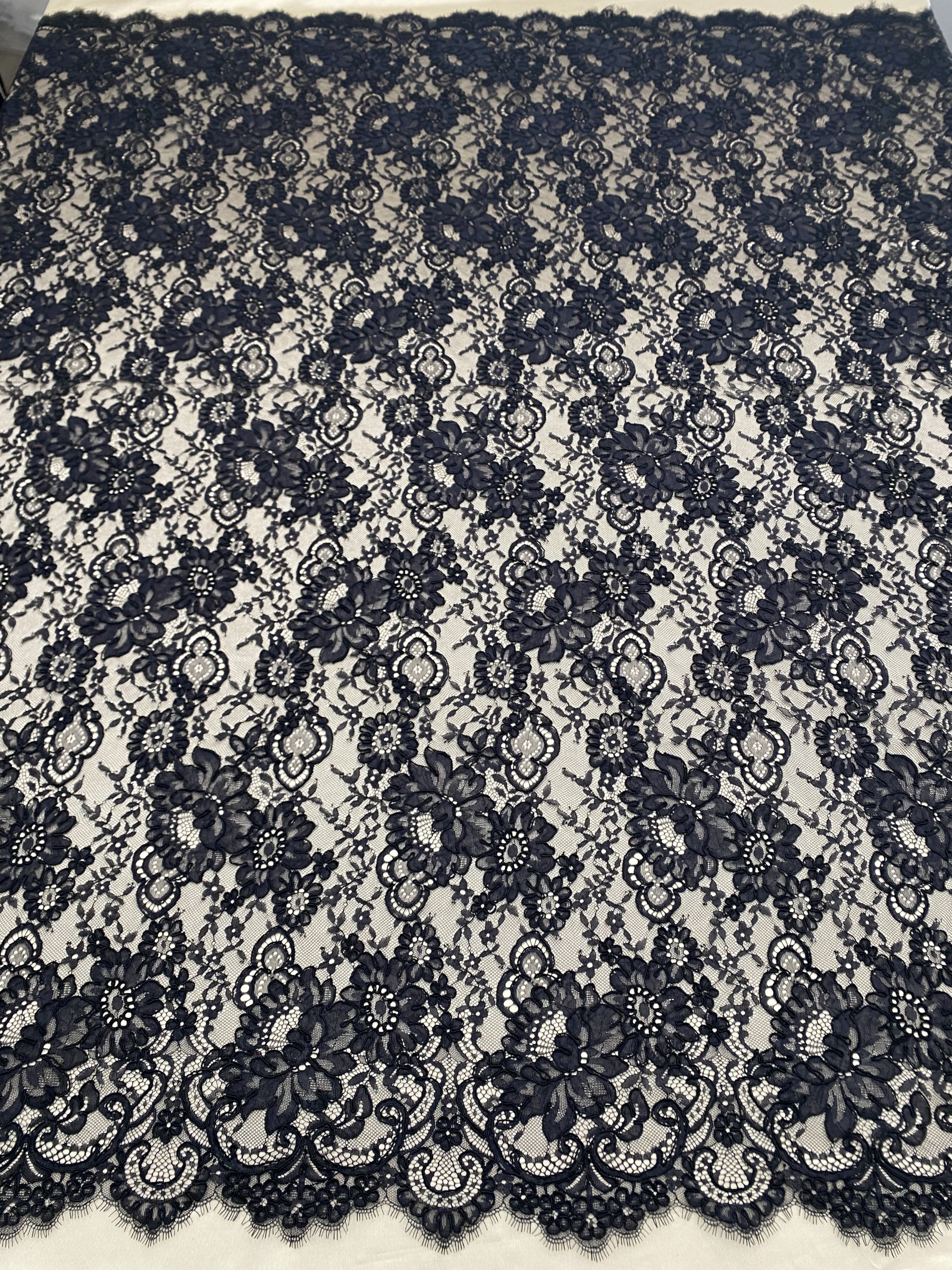 Corded Alencon Flower Lace Fabric, 3 Meters French Chantilly lace fabric trim for wedding shrugs,bridal gown,Classic lace top overlay, sold by 3 maters