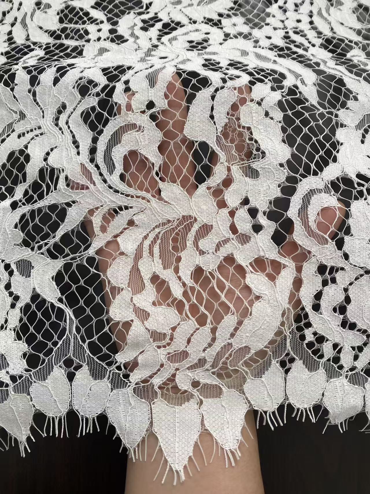 Soft Light French Chantily Eyelash Lace for Wedding Dress, Bridal Gown, Classic Lace Top Overlay, White Lace Fabric DIY Bridal Dress 