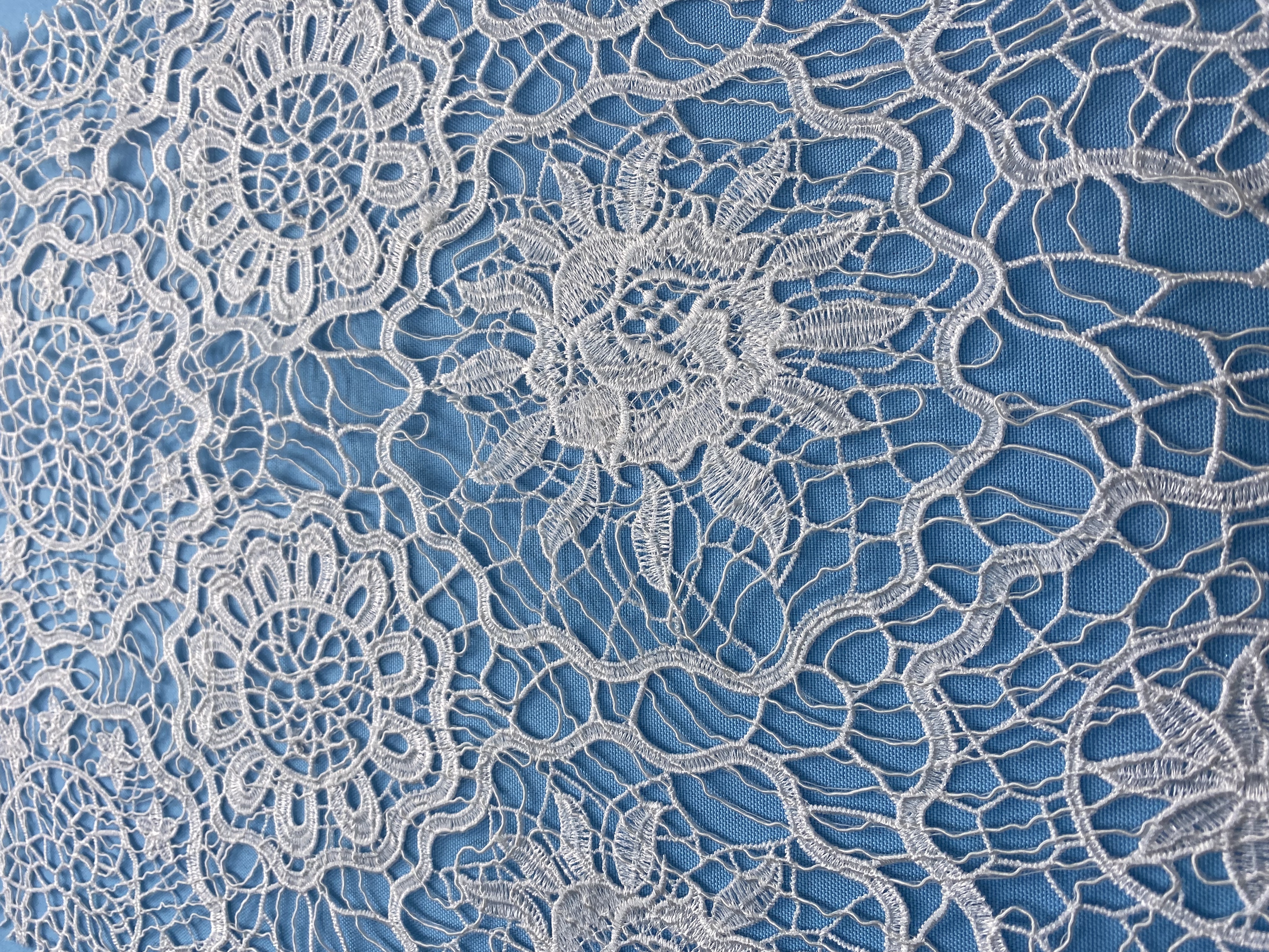 Dreamy Ivory Fabric! Showcases Delicate Embroidery Patterns, Ideal for Wedding Dresses/Evening Wear. High-Quality Craftsmanship—Shop This Exquisite Embroidered Material Now!