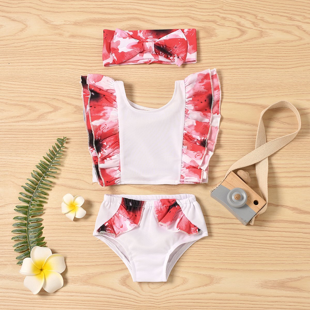 3-Piece Baby Floral Swimwears.