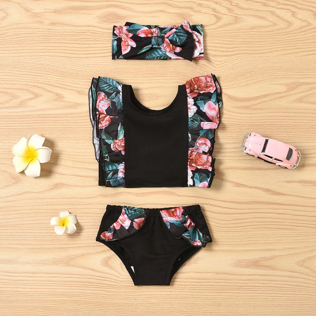 3-Piece Baby Floral Swimwears.
