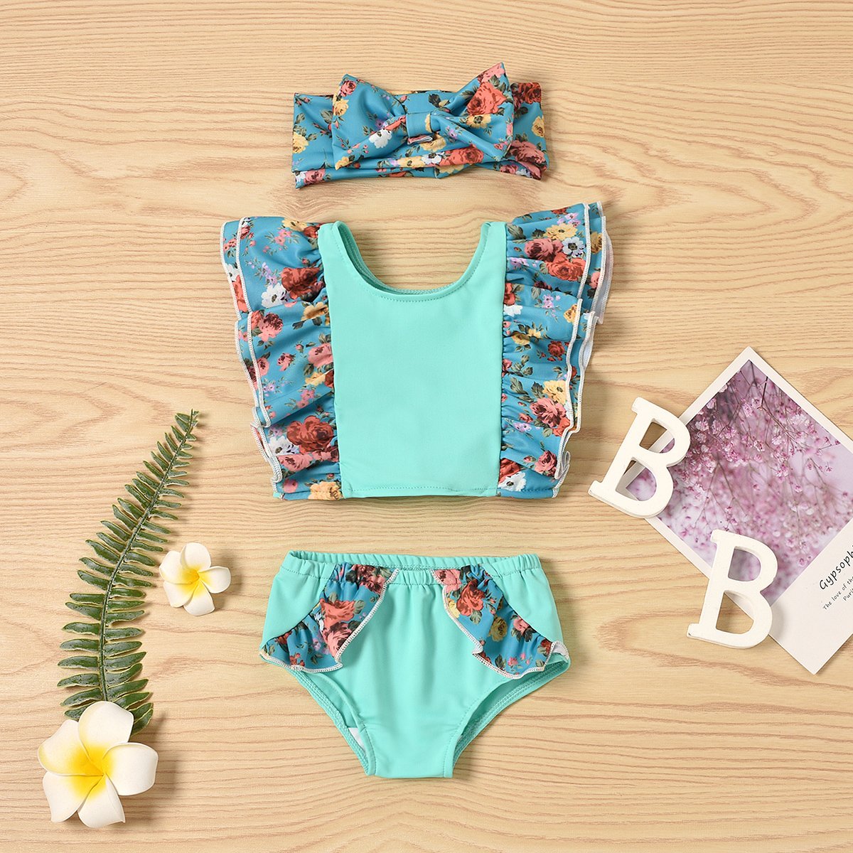 3-Piece Baby Floral Swimwears.