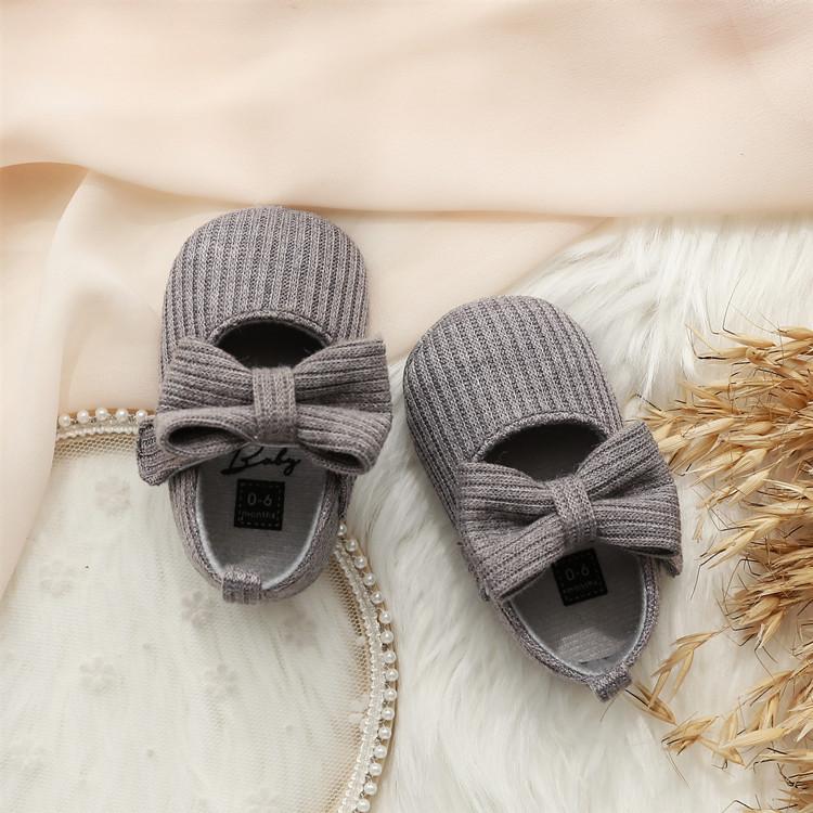 Bowknot Solid Color Baby Shoes.