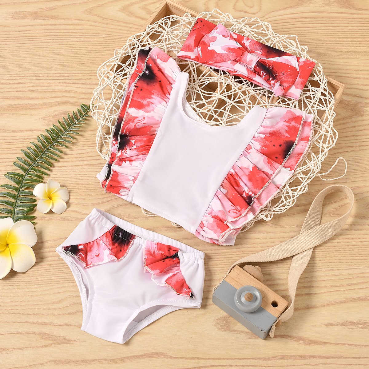 3-Piece Baby Floral Swimwears.