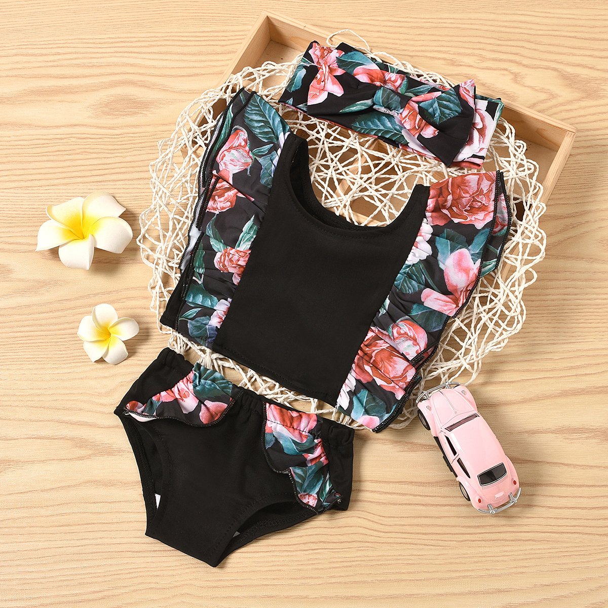 3-Piece Baby Floral Swimwears.