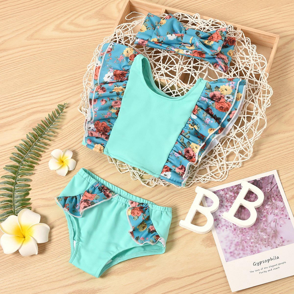 3-Piece Baby Floral Swimwears.