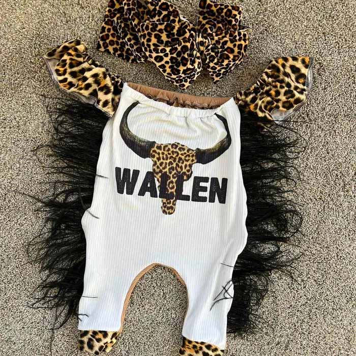 Baby Girl Wallen Print romper.