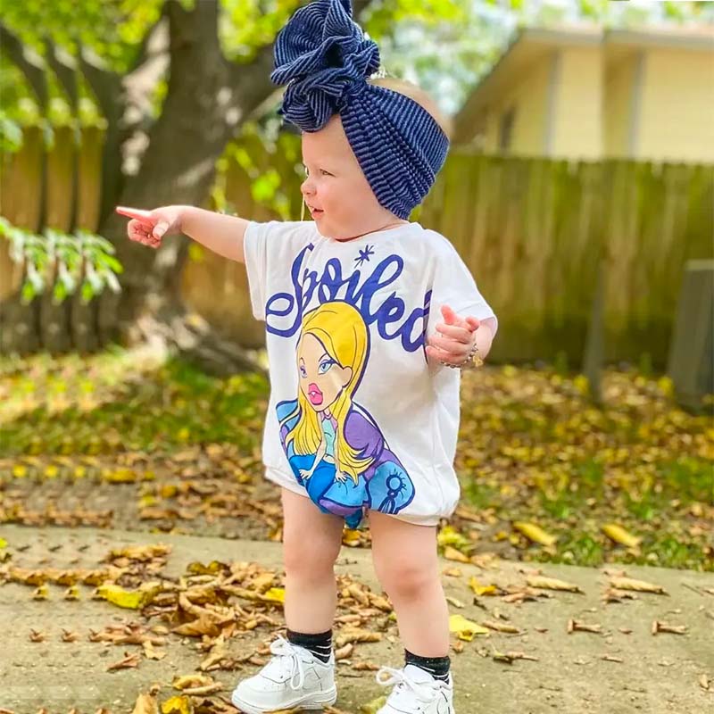 Baby Girl Spoiled Print Romper.