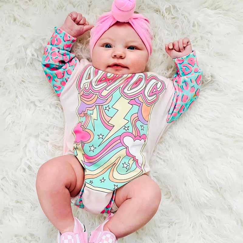 Baby AC DC Print Romper.
