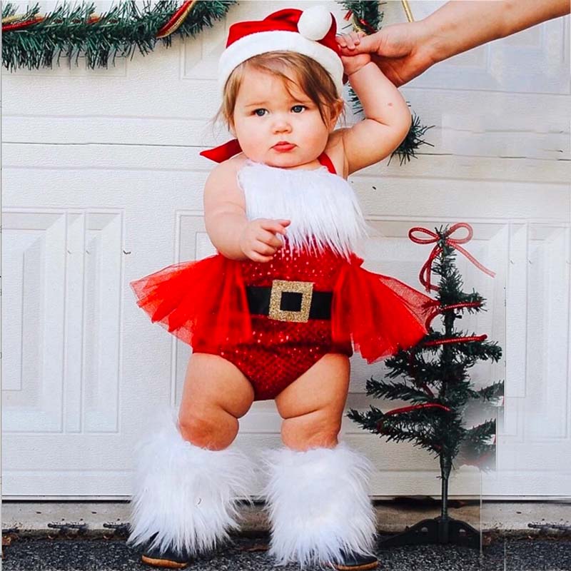 Baby Christmas Skirt Romper +Leg Warmers.