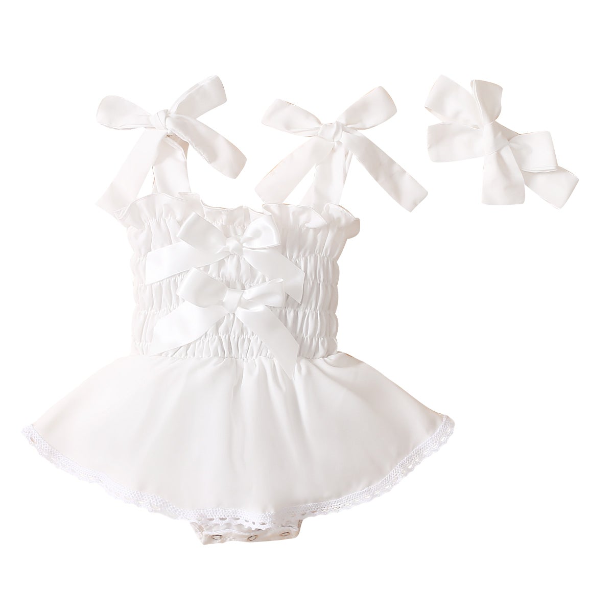 Pure Color Bowknot Rompers.