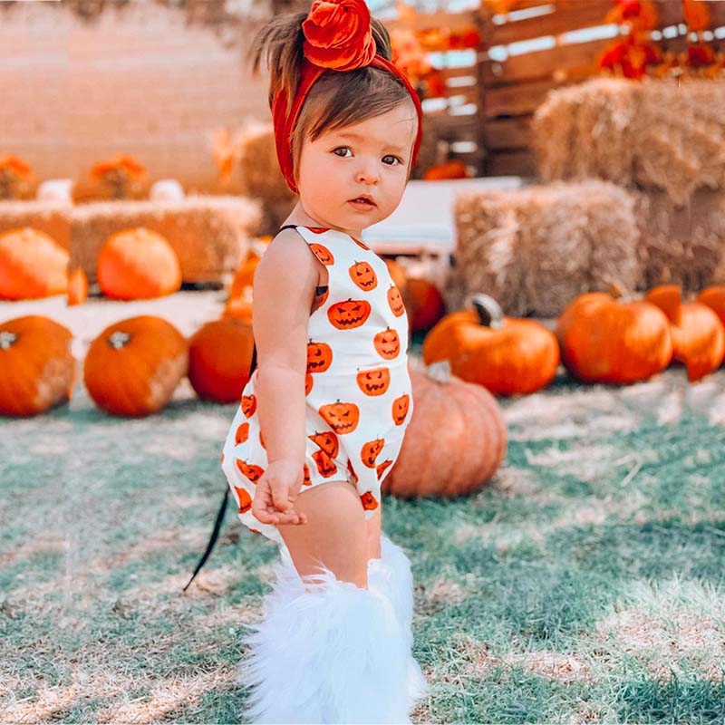 Baby Pumpkin Print Rompers.