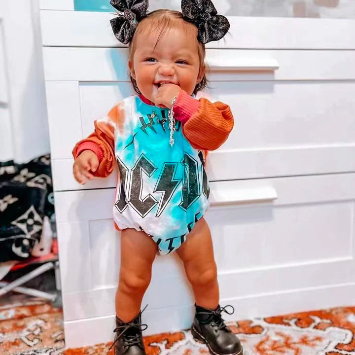Baby AC DC Print Romper.