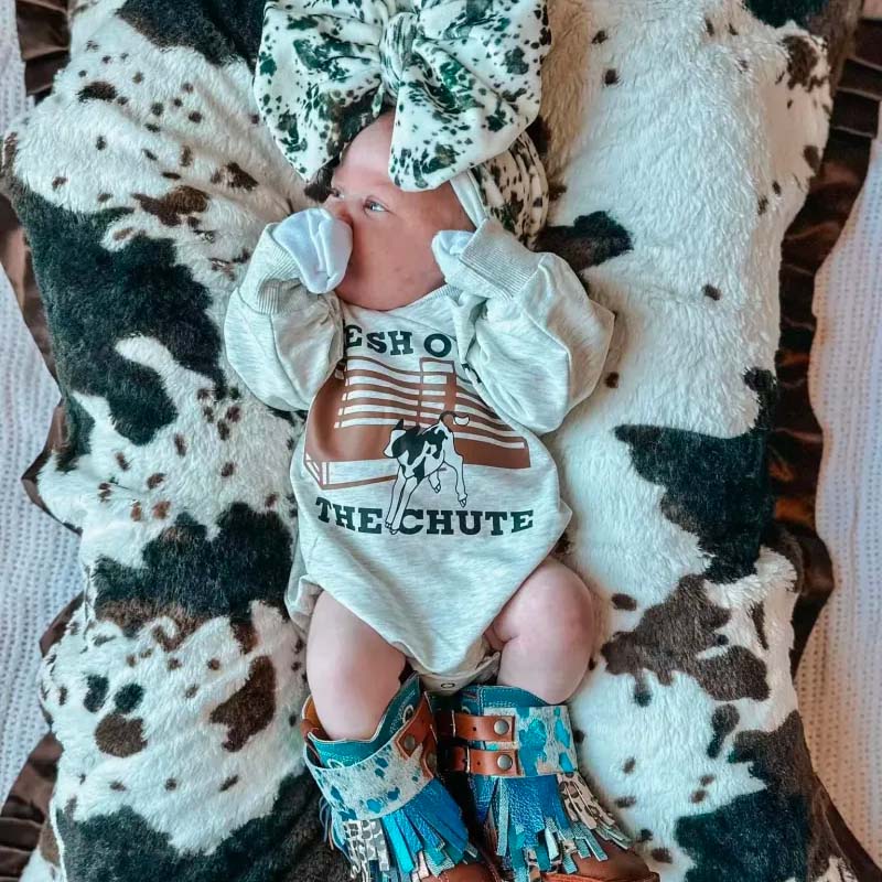 Baby Girl Cowboy Print Romper.