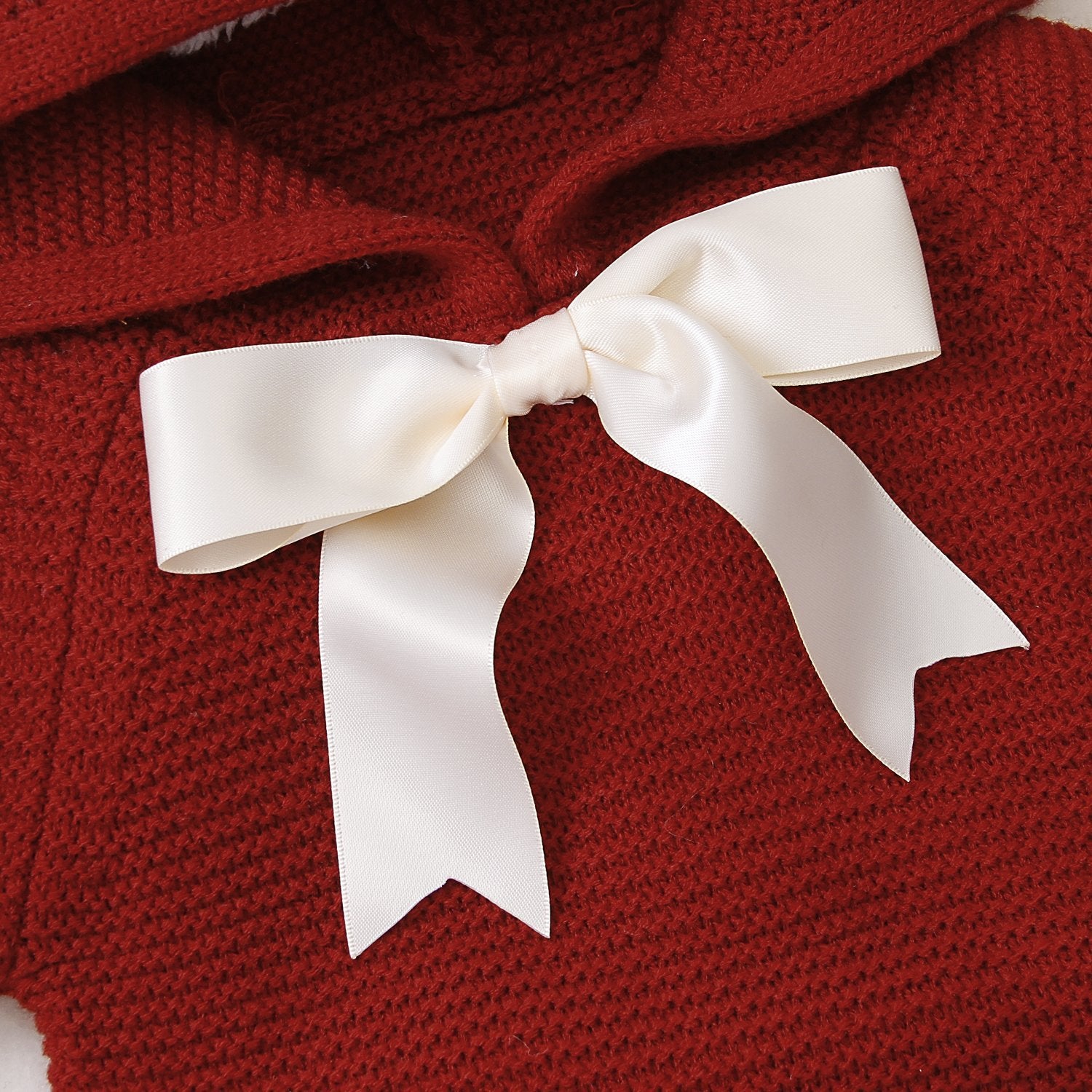 Baby Hooded Bow Knit Sweater.