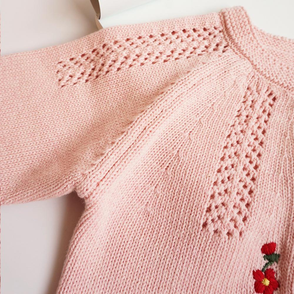 Girls Cotton Embroidered Knitted Jacket.
