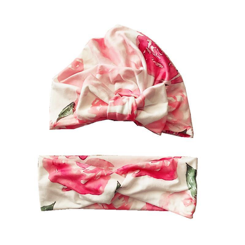 Baby Floral Printed Bow Headband Set.