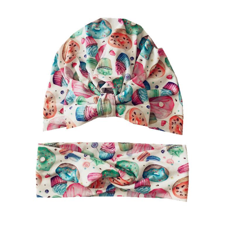 Baby Floral Printed Bow Headband Set.