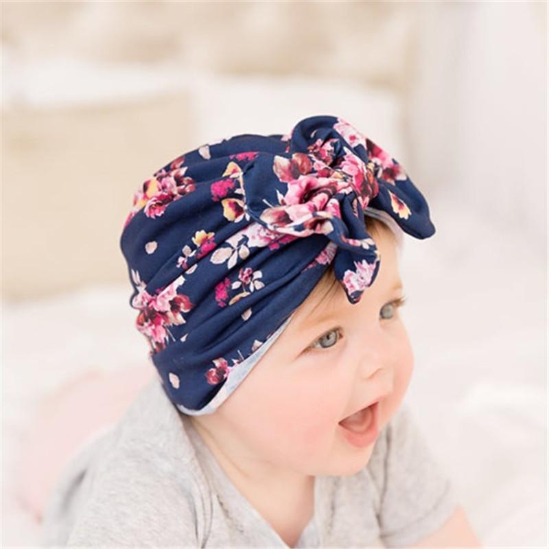 Baby Floral Printed Bow Headband Set.