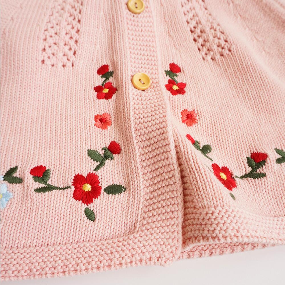 Girls Cotton Embroidered Knitted Jacket.
