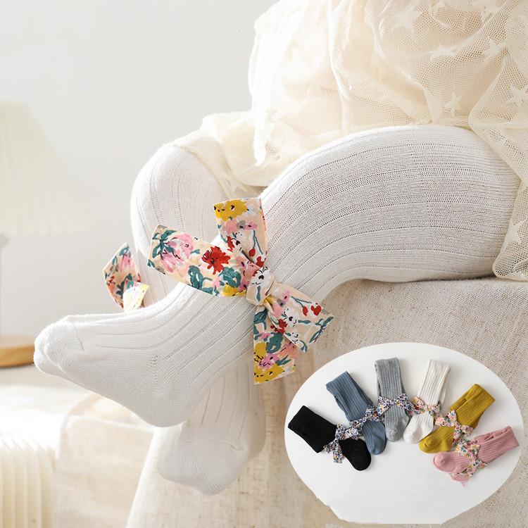Baby Girl Floral Bow Pantyhose.