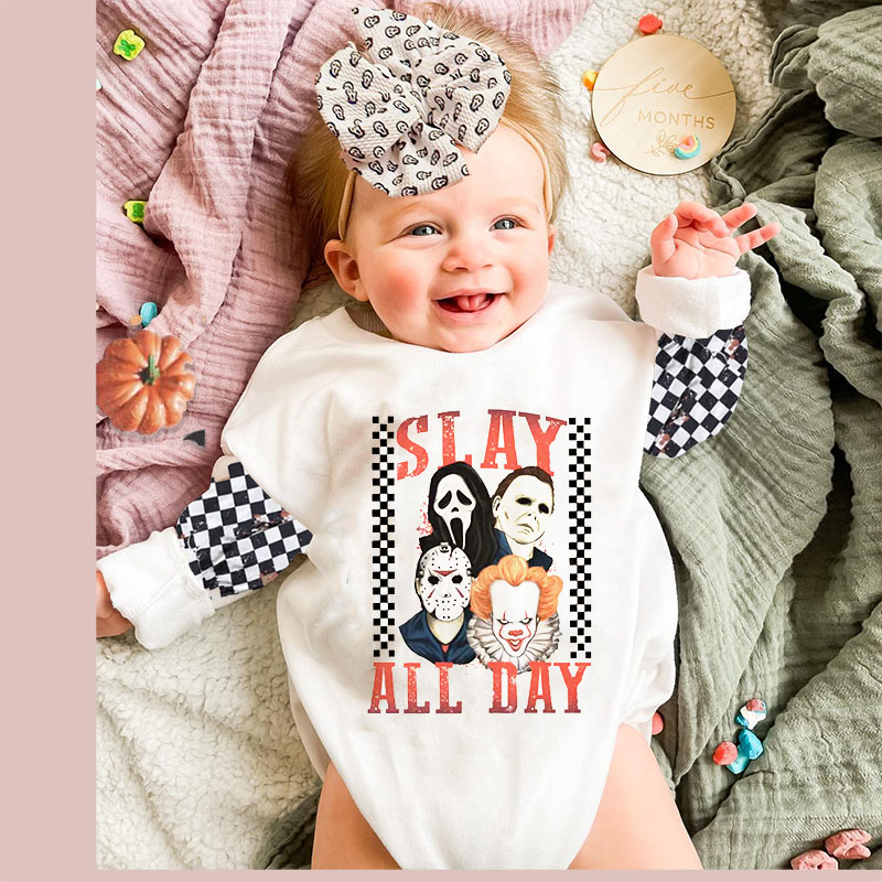 Baby Halloween SLAY ALL DAY Rompers