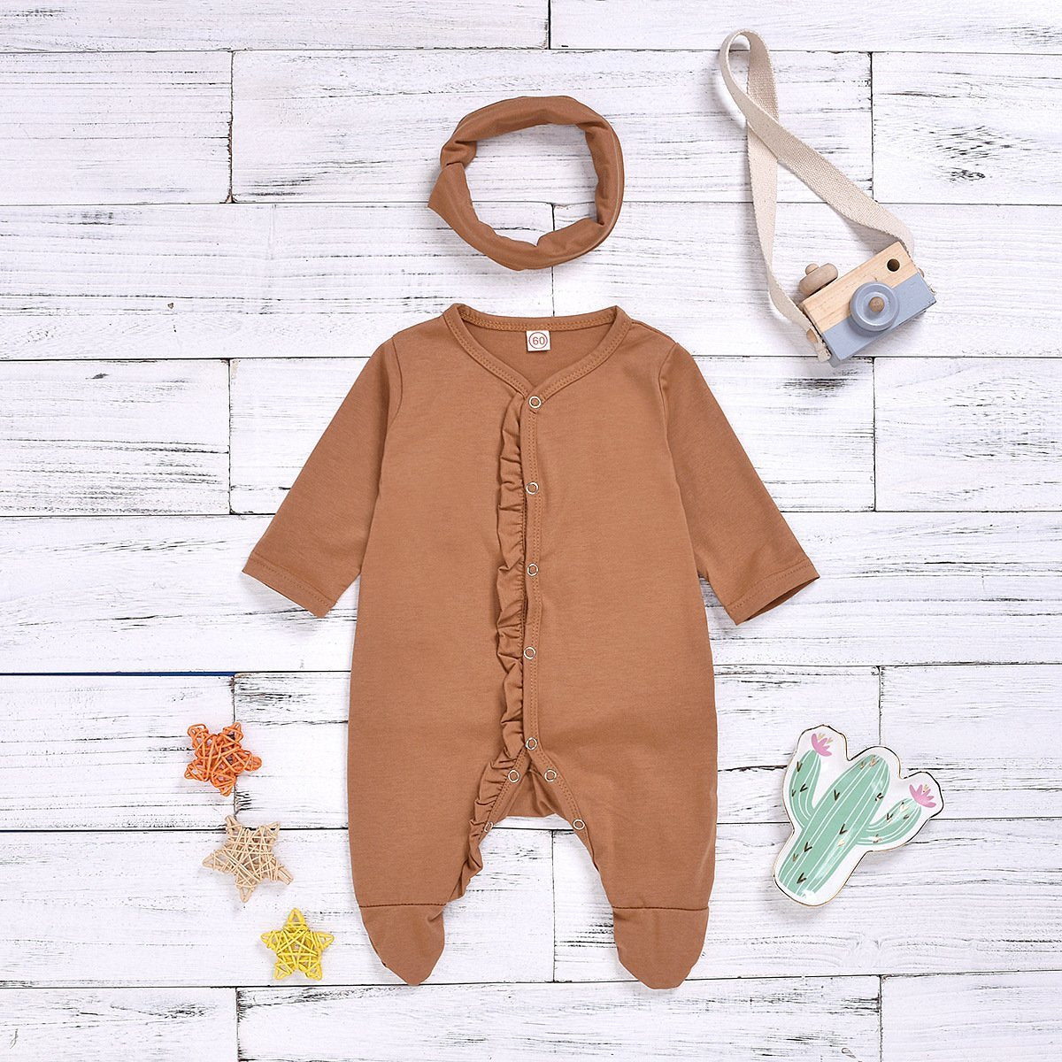 2-Piece New Girls Cotton Ruffled Romper.