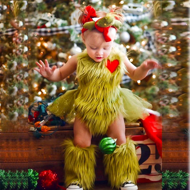 Baby Christmas Skirt Romper +Leg Warmers.