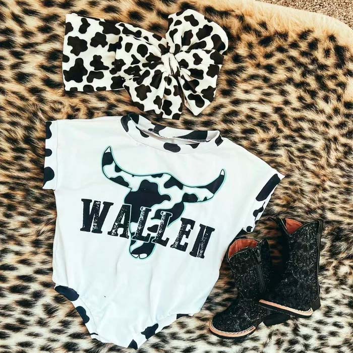Baby Girl Wallen Print romper.