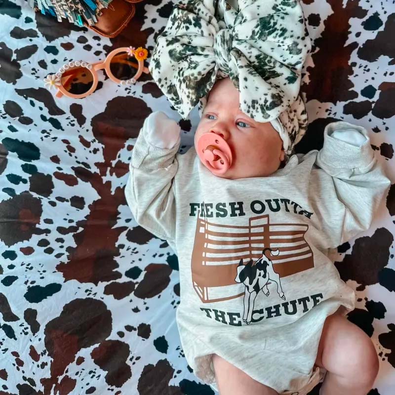 Baby Girl Cowboy Print Romper.