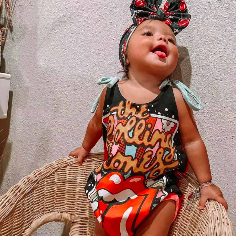 Baby Rolling Stones Print Romper.